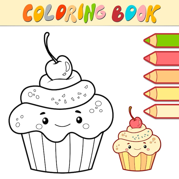 Libro de colorear o página para niños. pastel blanco y negro ilustracion
