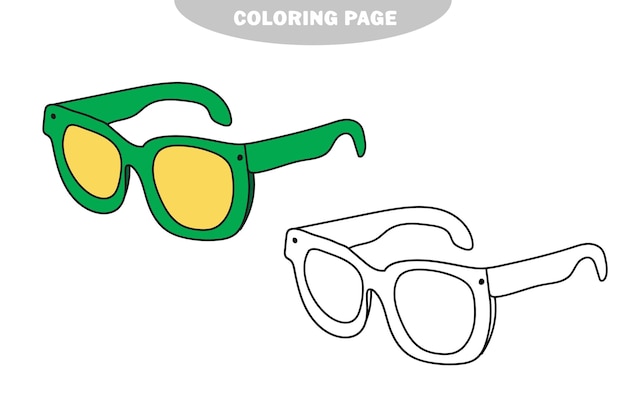 Vector libro de colorear de página para colorear simple para niños gafas de sol