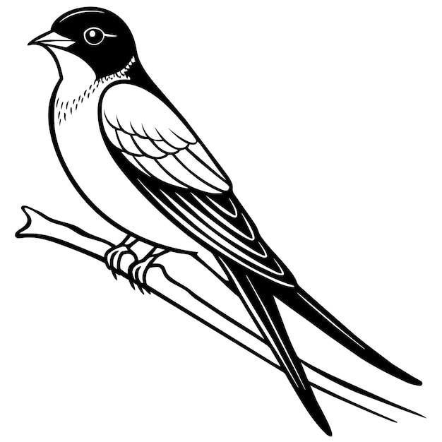 libro de colorear pájaro de la golondrina página de arte vectorial ilustración fondo blanco sólido 20