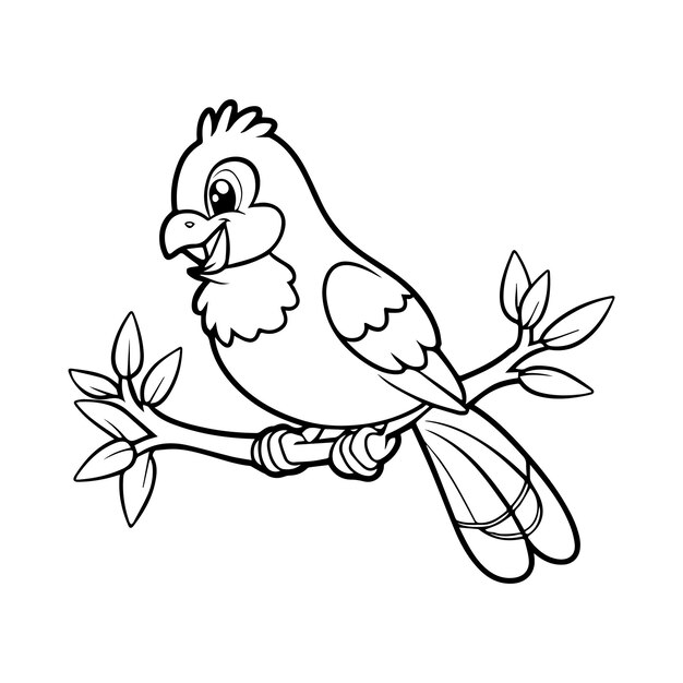 Vector libro para colorear de un pájaro sentado en una rama