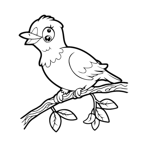 Vector libro para colorear de un pájaro sentado en una rama