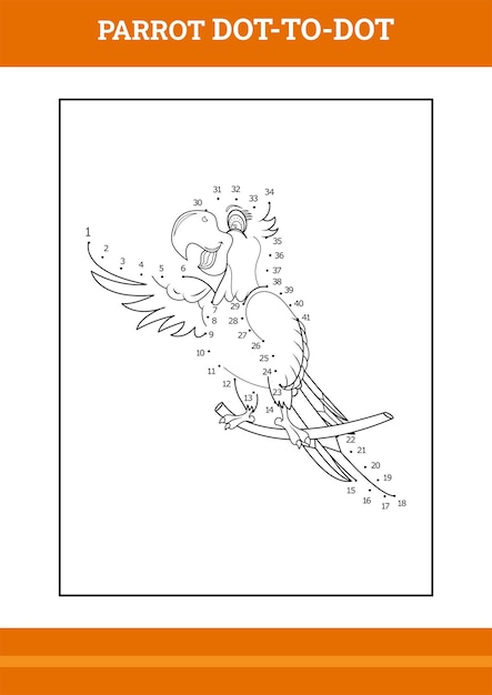 Libro para colorear Parrot connect the dot Diseño de arte lineal para niños página para colorear imprimible