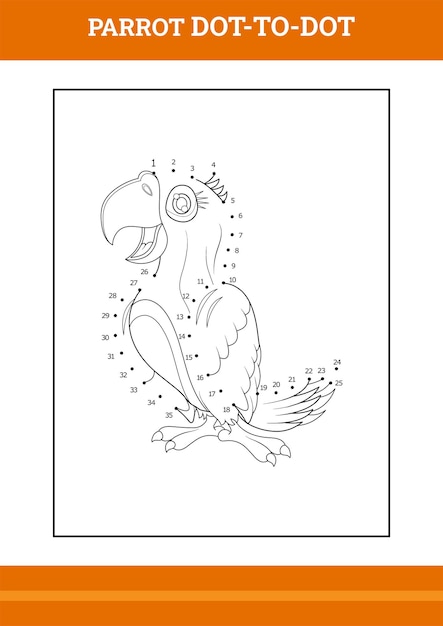 Libro para colorear Parrot connect the dot Diseño de arte lineal para niños página para colorear imprimible