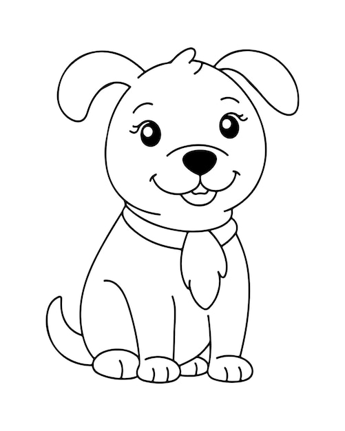 Libro para colorear perros para niños_ Vector de perros_ Perro en blanco y negro_ Ilustración de perros