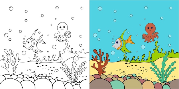 Libro para colorear Pescado stock vector
