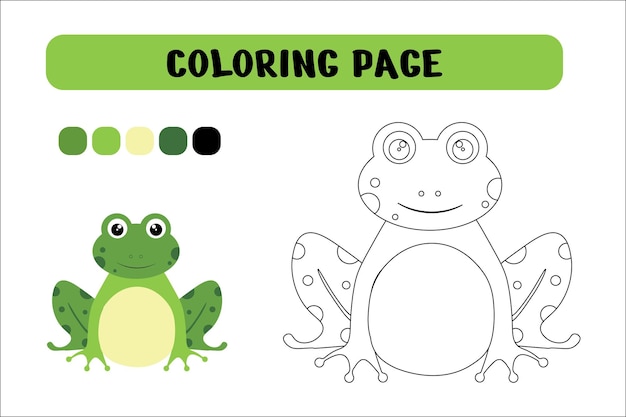 Libro de colorear ranas juego educativo Libro de colorear para niños en edad preescolar Ilustración vectorial