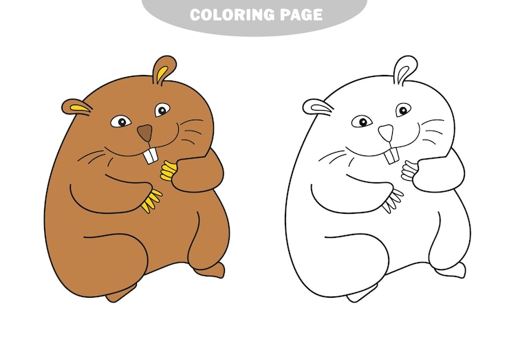 Vector libro para colorear simple página para colorear para niños hámster