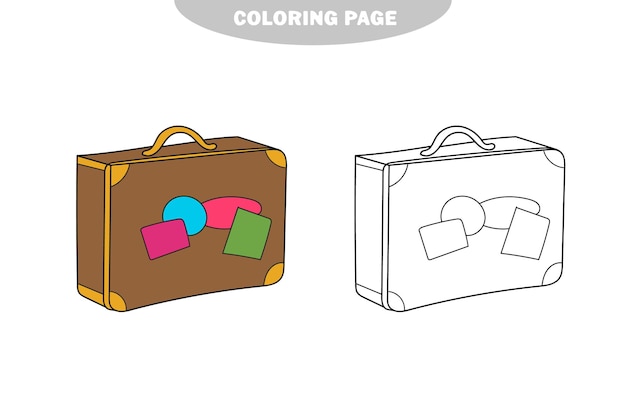 Libro de colorear simple página para colorear para niños maleta con pegatinas