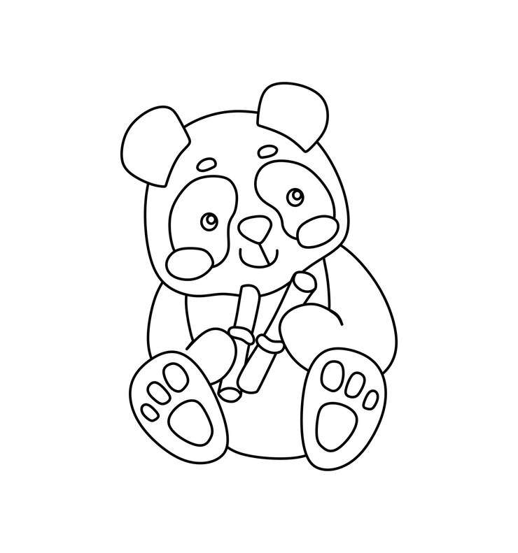 Vector libro de colorear de vectores en blanco y negro con personajes de panda para niños