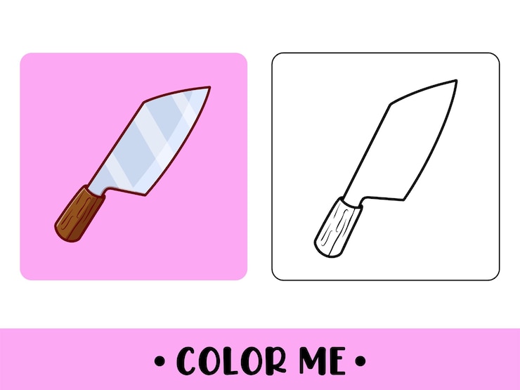Vector libro para colorear vectorial o página para niños cuchillo ilustración en blanco y negro