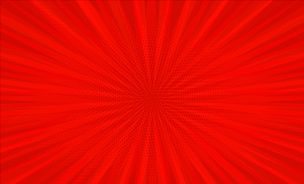 Libro de cómics de arte pop radial en fondo rojo