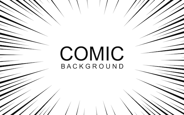Libro de cómics de líneas radiales en blanco y negro de fondo Marco de velocidad de manga Super héroe