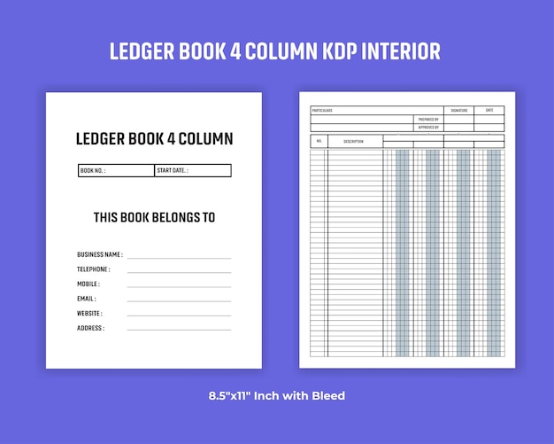 Vector libro de contabilidad 4 columna