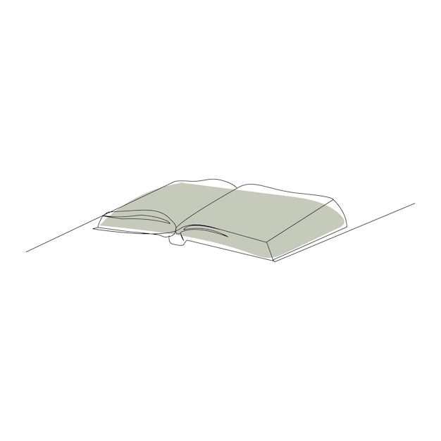 libro continuo dibujo de una línea libro abierto con páginas voladoras ilustración vectorial