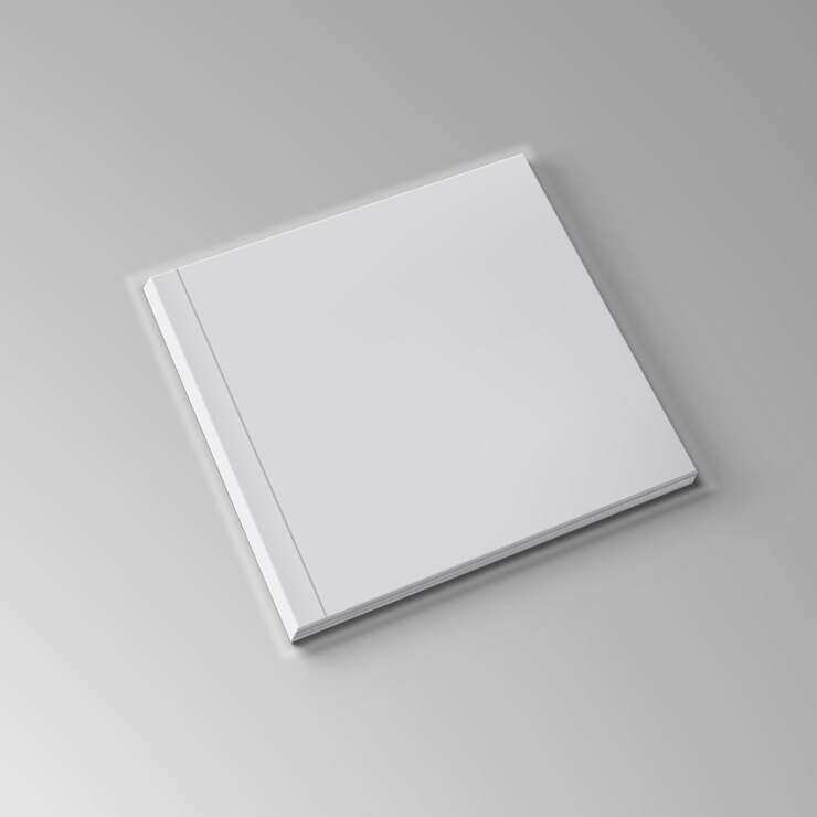 Vector libro cuadrado claro en blanco abierto 3d sobre fondo gris