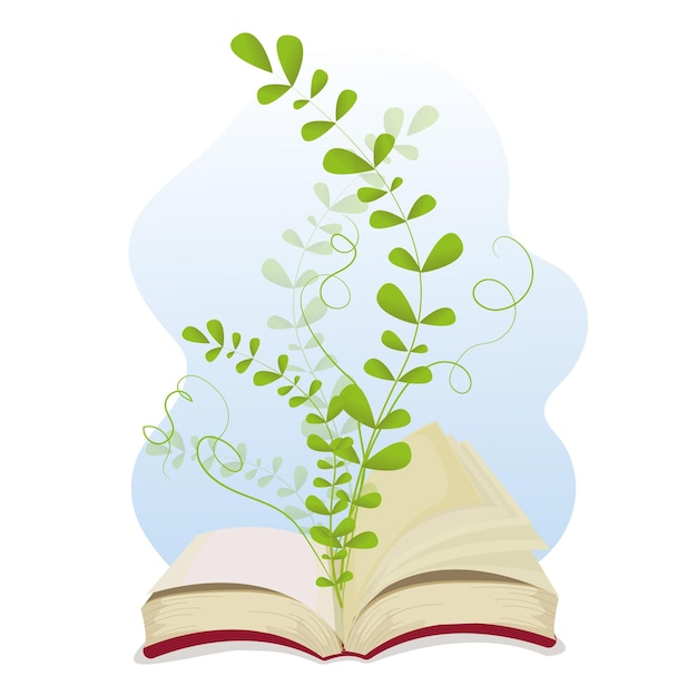 Libro de cuentos con magia. libro abierto mágico del que crecen las plantas