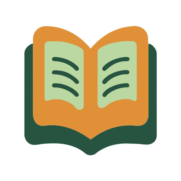 libro de diseño plano con fondo blanco y línea negra icono de arte formas de colores