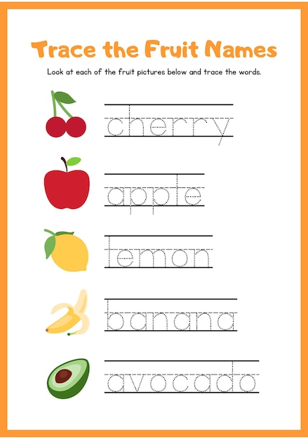 Libro electrónico para niños Libro para niños libro de actividades de aprendizaje alfabetos palabra frutas