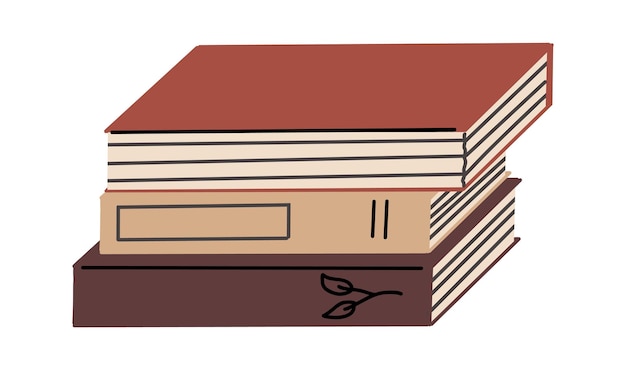 Libro escolar educación dibujado a mano abierto o pila cuaderno vector dibujos animados diario enciclopedia
