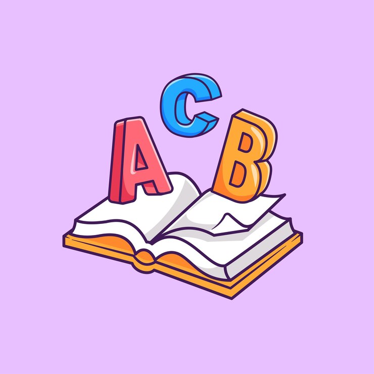 Libro Escuela con alfabeto dibujos animados icono vectorial ilustración educación objeto icono aislado plano