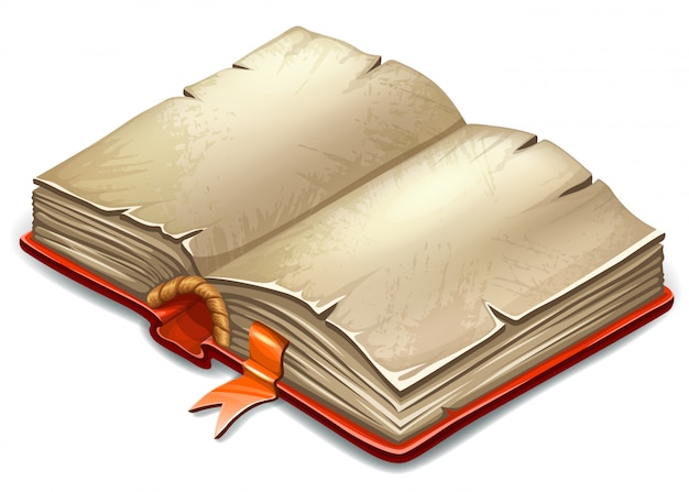 Libro en estilo de dibujos animados con hojas viejas de papel de arroz.