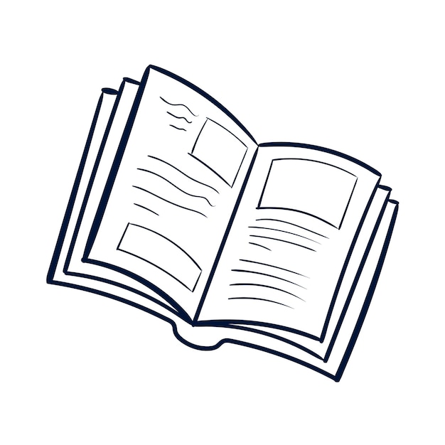 Libro garabateado Línea dibujada a mano Escuela libro garabateado dibujado vectorial