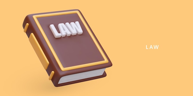 Vector libro grueso realista con la ley escrita en la portada directorio de códigos legales
