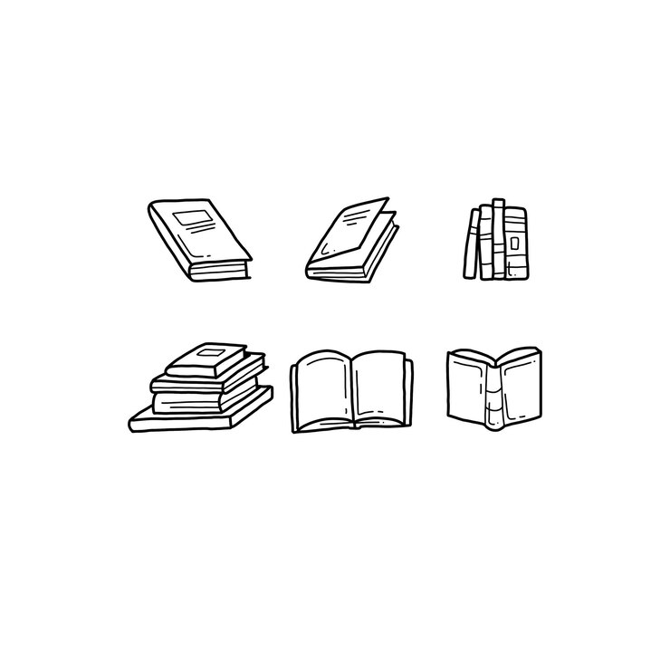 Vector libro handrawn doodle ilustraciones vector conjunto