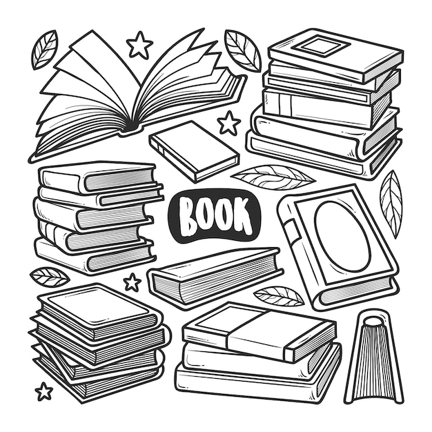 Libro Iconos Dibujado A Mano Doodle Para Colorear