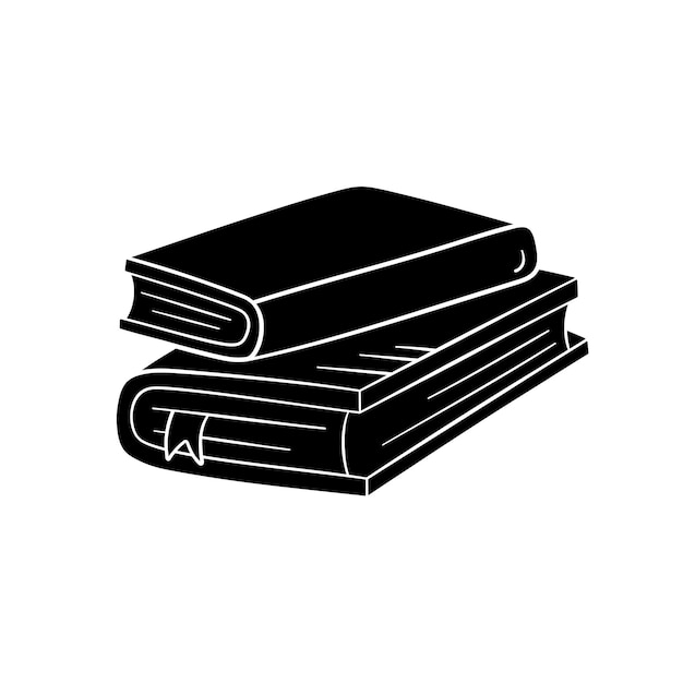 Libro en ilustración vectorial de estilo simple Pila de libros para imprimir y diseñar silueta de regreso a la escuela