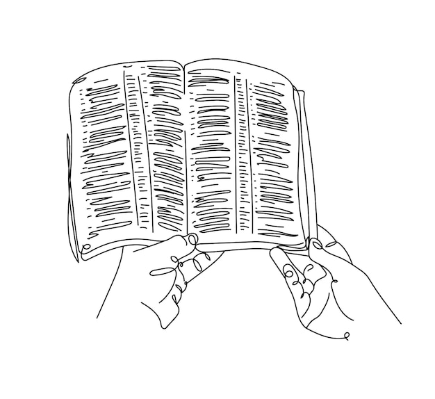 Libro de ilustraciones vectoriales cristianas La lectura de la Biblia Banner de tarjeta de diseño con palabras Santa Biblia