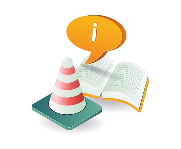Libro de información con conos de tráfico