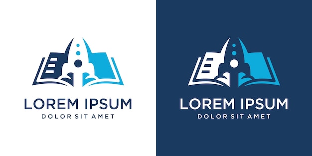 Libro de inspiración abstracto y diseño de iconos de plantillas de logotipo de cohetes