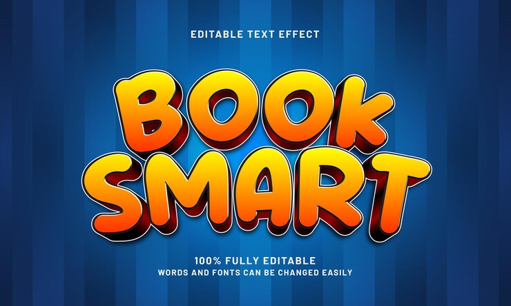 Vector libro inteligente efectos de texto editables con un tema inteligente y jugar