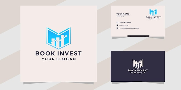 Libro invertir logotipo y plantilla de tarjeta de visita