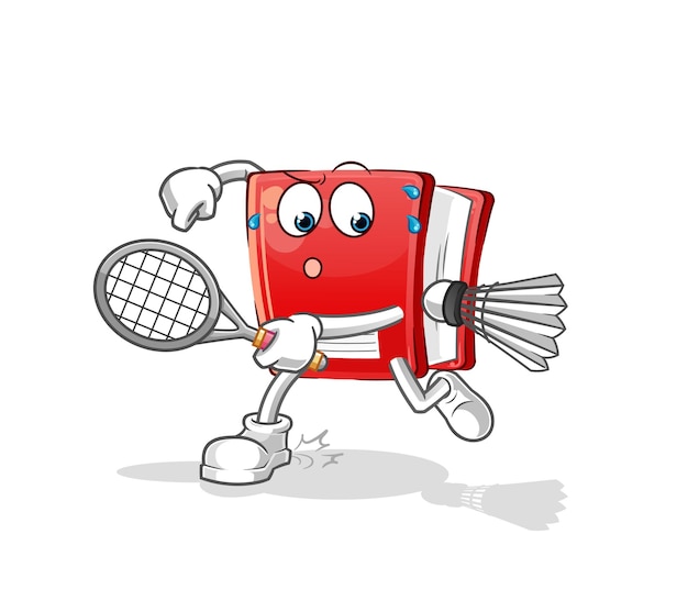 Libro jugando ilustración de bádminton. vector de caracteres