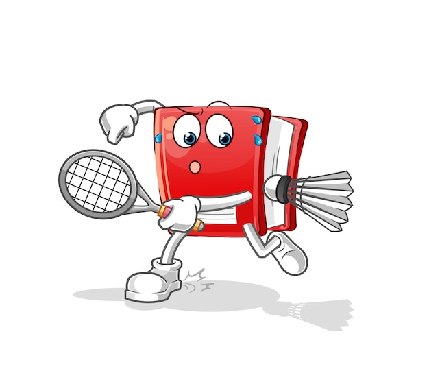 Vector libro jugando ilustración de bádminton. vector de caracteres