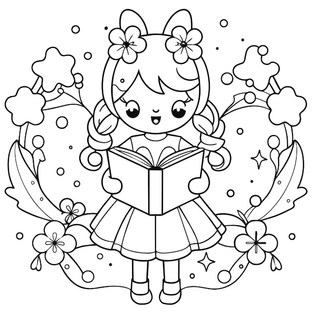 Vector el libro de kawaii para colorear