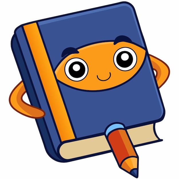 Libro y lápiz Icono vectorial Ilustración Concepto educativo Estilo de dibujos animados plano aislado adecuado para página de aterrizaje web Banner Flyer Sticker Card