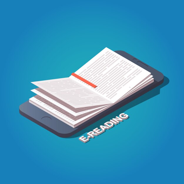 Libro de lectura del concepto de teléfono móvil