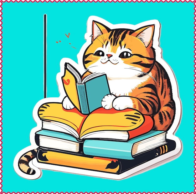 Vector libro de lectura de gatos