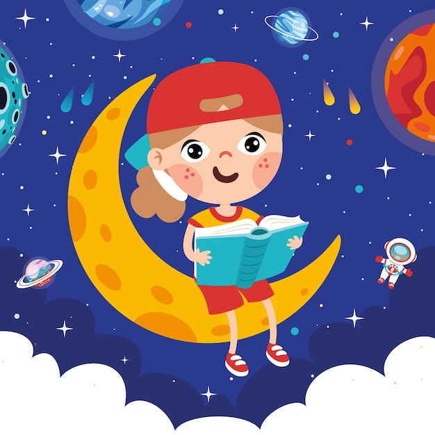 Libro de lectura para niños en el cielo