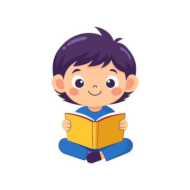 Libro de lectura para niños con ilustración vectorial aislada