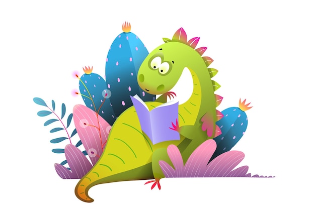 Libro de lectura o estudio del dragón de cuento de hadas