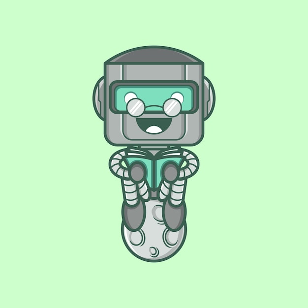 libro de lectura de robot de dibujos animados lindo
