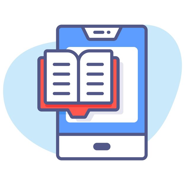Libro en línea aprendizaje en línea Conceptos modernos diseño plano Ilustración vectorial de calidad premium