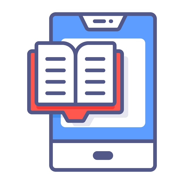 Libro en línea aprendizaje en línea Conceptos modernos diseño plano Ilustración vectorial de calidad premium
