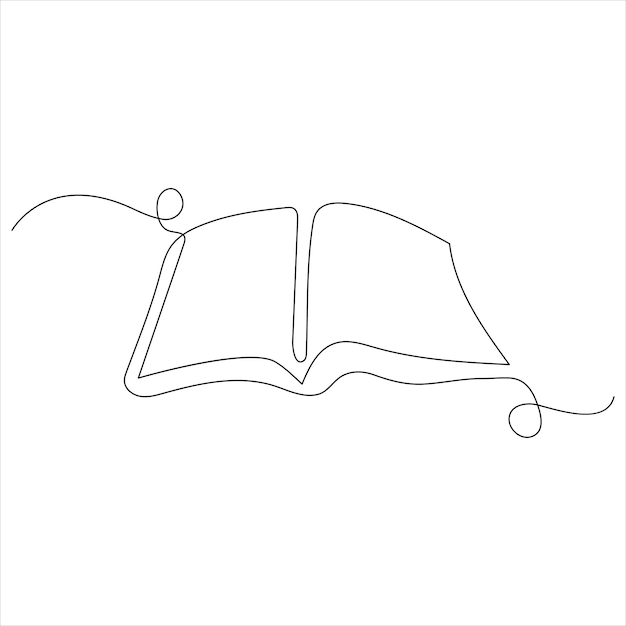 Libro de una línea continua dibujando diseño de ilustración de vector de línea