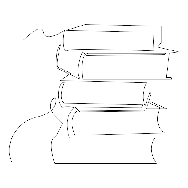 Libro de una línea de contorno continuo dibujo de arte vectorial y diseño minimalista simple