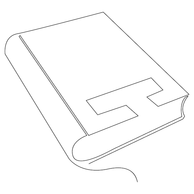 Libro de una línea de contorno continuo dibujo de arte vectorial y diseño minimalista simple